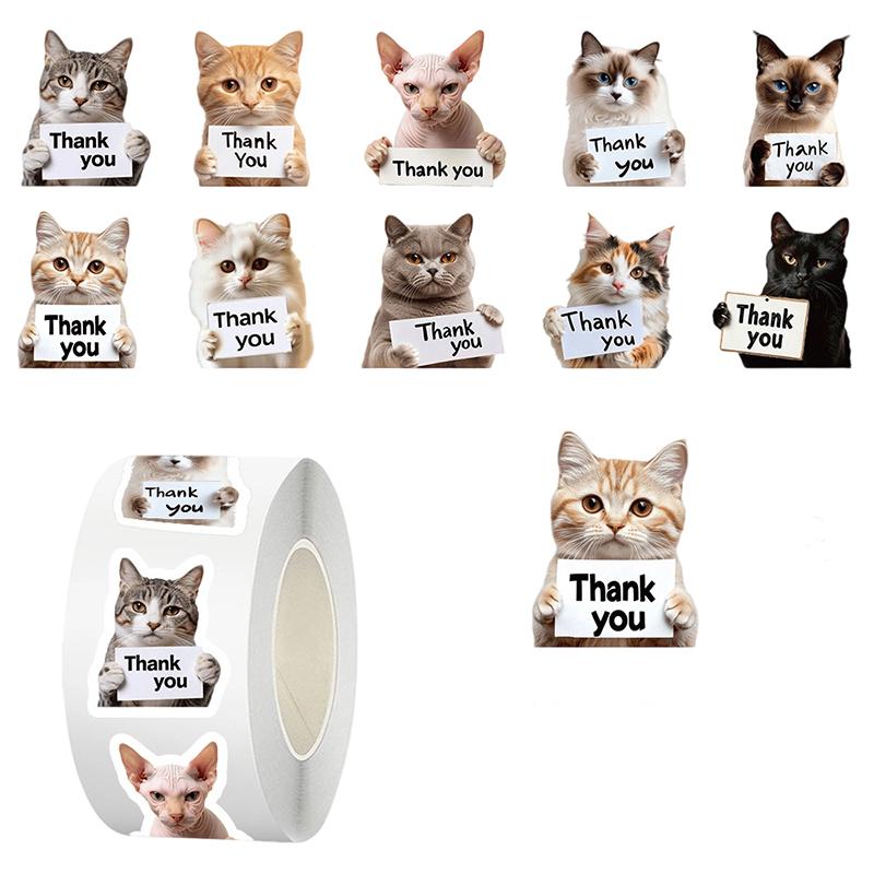 

500 шт. Наклейки «Спасибо» для собак и кошек в рулоне, милые наклейки с щенками, этикетки для поддержки моего малого бизнеса, печати для конвертов, упаковка
