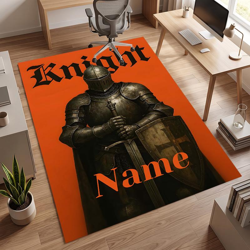 Holy Knight (1) Personalized Name Office Carpet Stylish Decor for Living Room Bedroom Kitchen