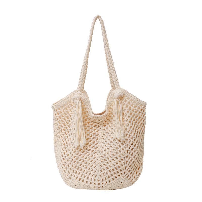Knitted Bag Handmade Bag Crocheted Tote Bag Tassel Shoulder Bag Handbag Knitted Bag Early Spring