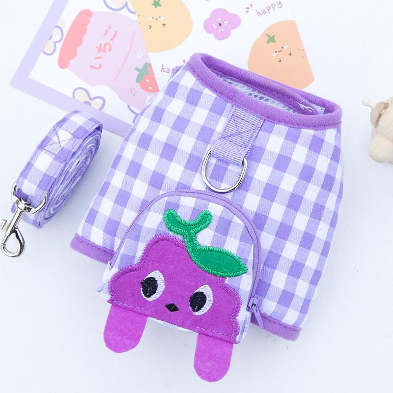Pet dog dog cat chest strap leash walking dog going out supplies teddy bear French fight pug clothes