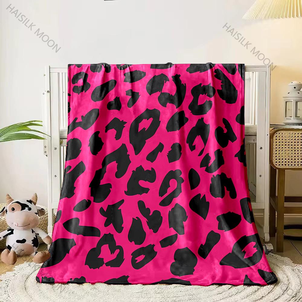 3D Colorful Leopard Theme Print Flannel Blanket Children's Air Conditioning Blanket Lunch Blanket for Daughter Girlfriend Gifts