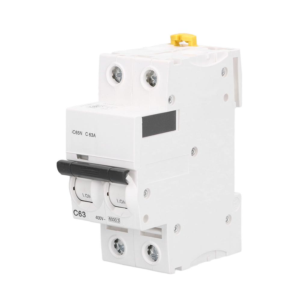 Circuit Breaker 2P Low Voltage 6000A Breaking Capacity DIN Rail Mount 63A AC 400V