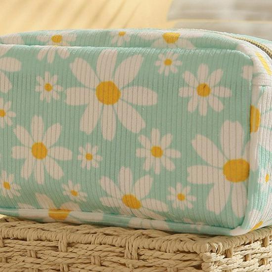 Printed Pattern Women's Corduroy Octagonal Makeup Bag