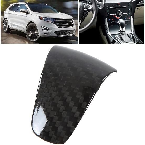 Ymiko Carbon Fiber Gear Shift Knob Trim Cover Sticker Car Gear Shift Knob Cover Replacement for 2015-2018