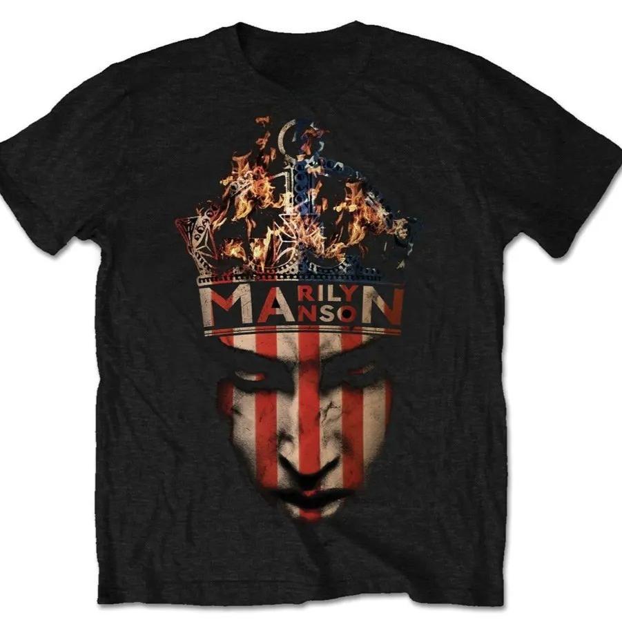Marilyn Manson Band Psychic Horns graphic 2026 T shirt Cotton Unisex Men‘s Women's T-Shirt Y2k Oversized Vintage Tee Fans Gifts