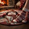 2D Flat Printed 3D Illusion Rug Non-Slip Christmas Doormat Cartoon Cute Xmas Home Decor  Outdoor