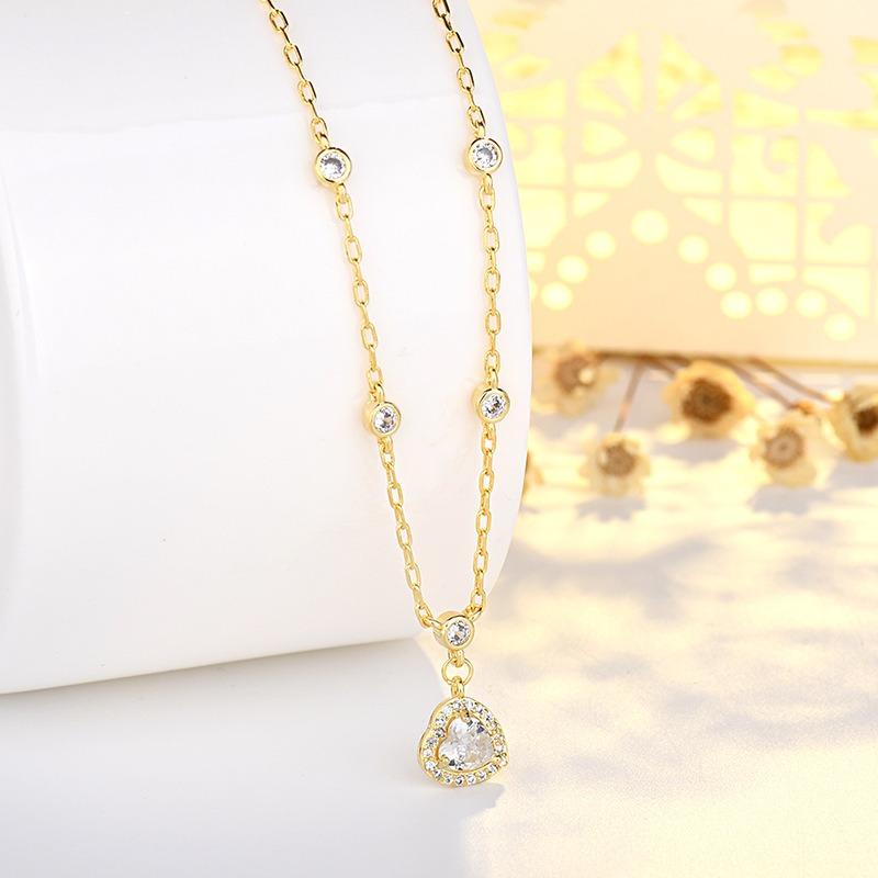 Love Full Diamond Necklace Light Luxury Little Woman Versatile Hot Girl Collarbone Chain Accessories