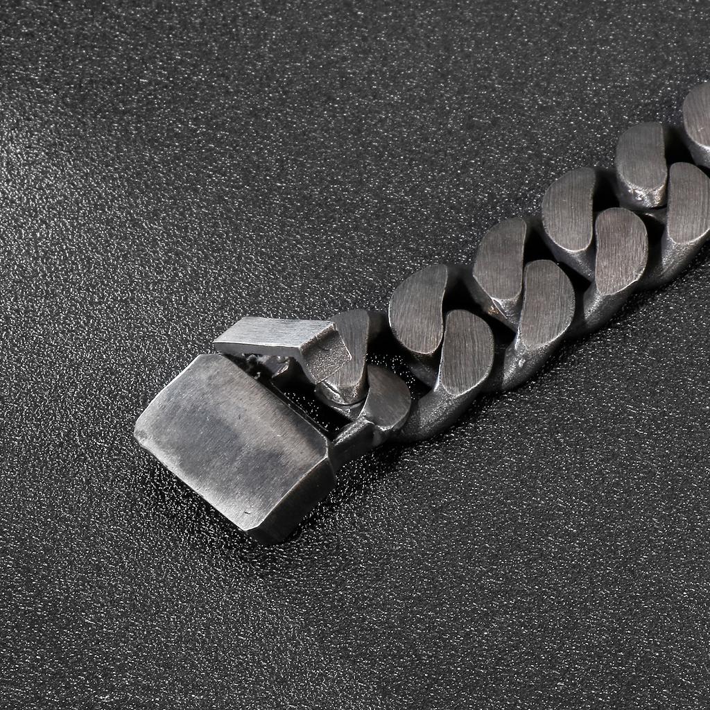 25mm Vintage Chunky Heavy Punk Bracelet Male Stainless Steel Brushed Link Chain Bracelet Matte Wide Hand Wrist Chain Jewelry