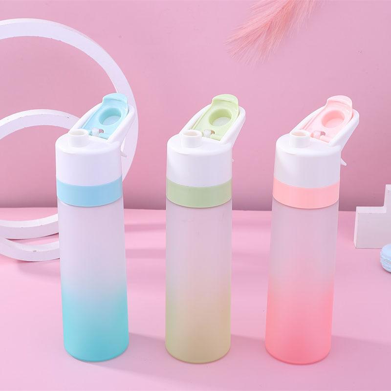 Water Bottle Macaron Gradual Change Spray Sports Kettle Matte Portable Large Capacity Cooling Replenishment Plastic Cup Can Be Printed
