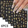 6pcs/set High Gloss Reflective Nail Sticker Gold Silver Aurora Wave Lines 3D Self-Adhesive Nail Art Decal Design Manicure Tool