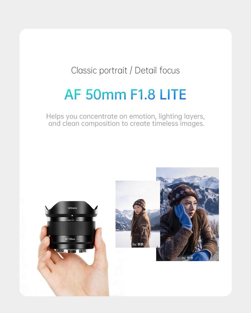 7Artisans AF 50mm E LITE Series compatible portrait lens with smooth compact and lightweight ideal for portraits and detail F1.8 APS-C Lens