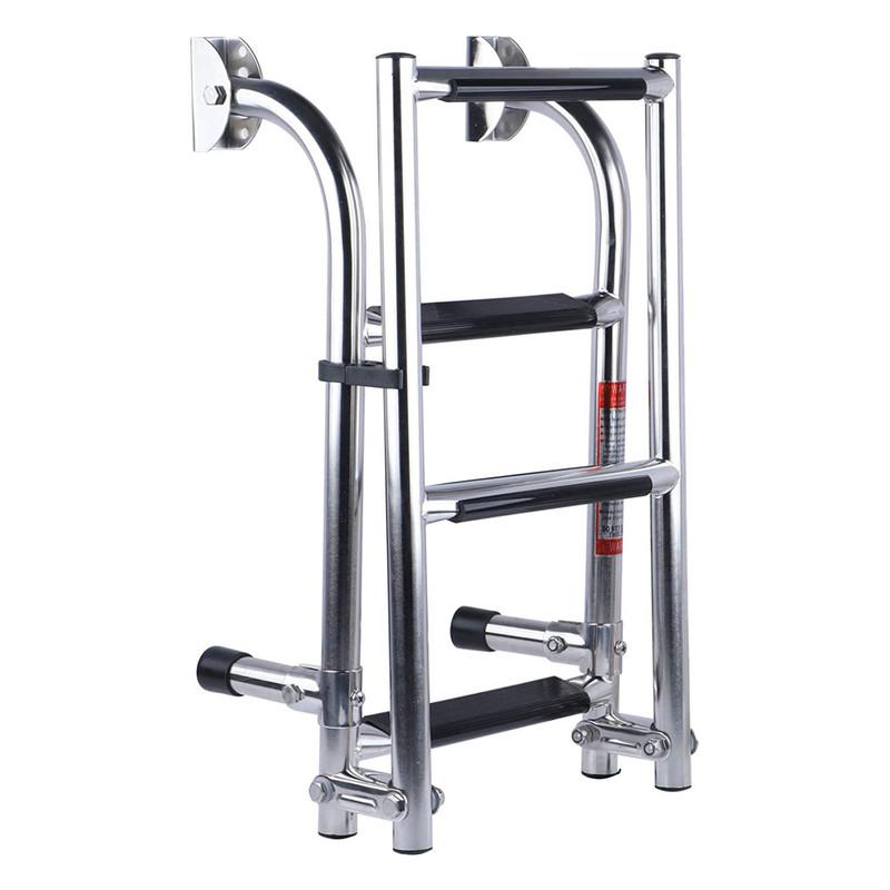 Boat Accessories Marine 4 Step Folding Ladder Boat Marine Stainless Steel Pontoon Ladder Polished 2+2 Step