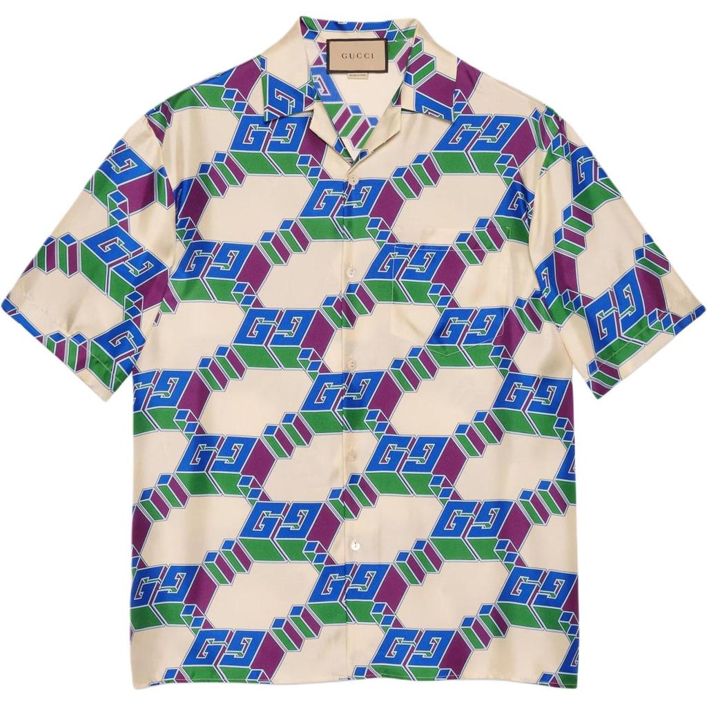GUCCI 3D Gg Print Silk Shirt 770432-ZAPEY-9093