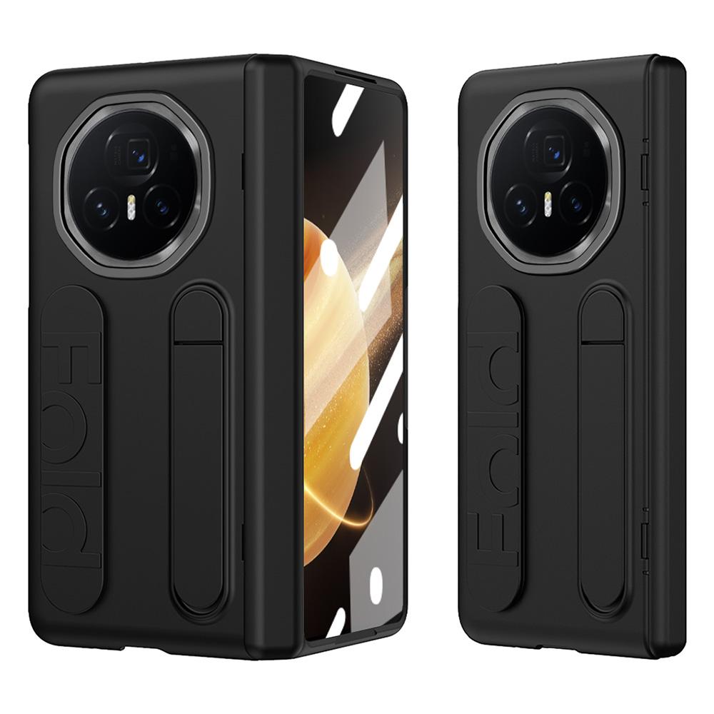 

Чехол для Honor Magic V3 5G с подставкой и ремешком на запястье, ПК чехол для телефона с защитной пленкой из закаленного стекла Black