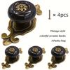 Vintage Ceramic Handles Elegant Vanity Kitchen Petal Cabinet Knobs Zinc Alloy Base Backplate Cabinet Wardrobe Drawer Door Handle