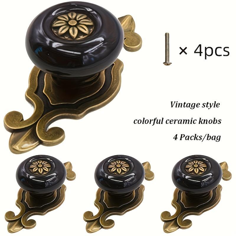 Vintage Ceramic Handles Elegant Vanity Kitchen Petal Cabinet Knobs Zinc Alloy Base Backplate Cabinet Wardrobe Drawer Door Handle
