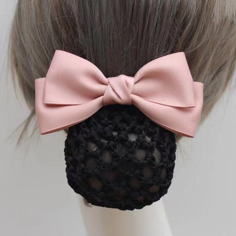 Headwear Bowknot Spring Clip Korean Style Hair Net Cover Elegant Nurse Hair Clip  Office