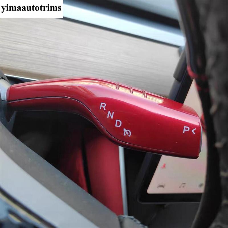 Car Steering Wheel Shift Paddles Lever Decor Cover Trim ABS Red / Carbon Fiber Accessories For Tesla Model 3 Model Y - 2024
