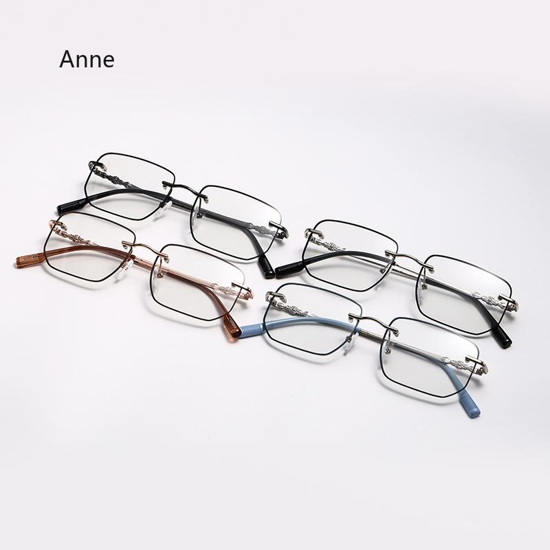 -1.25 -1.75 -2.25 -4.0Photochromic Myopia Glasses Frameless Lenses Anti Blue Light Non Prescription Flat Glasses Fashion Glasses