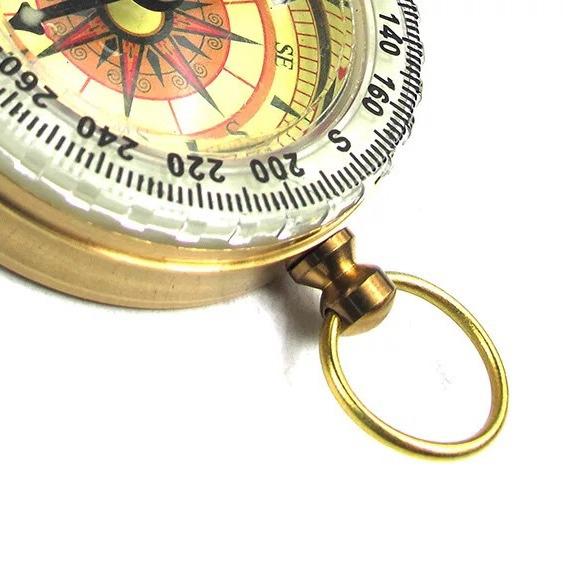 G50 Pure Copper Flip-Top Luminous Compass: Outdoor Multi-Functional Metal Compass in Pocket Watch Style