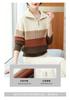 Women's Color Block Striped Half-Zip Sweater - Spring/Autumn Lazy Style Pullover Knit