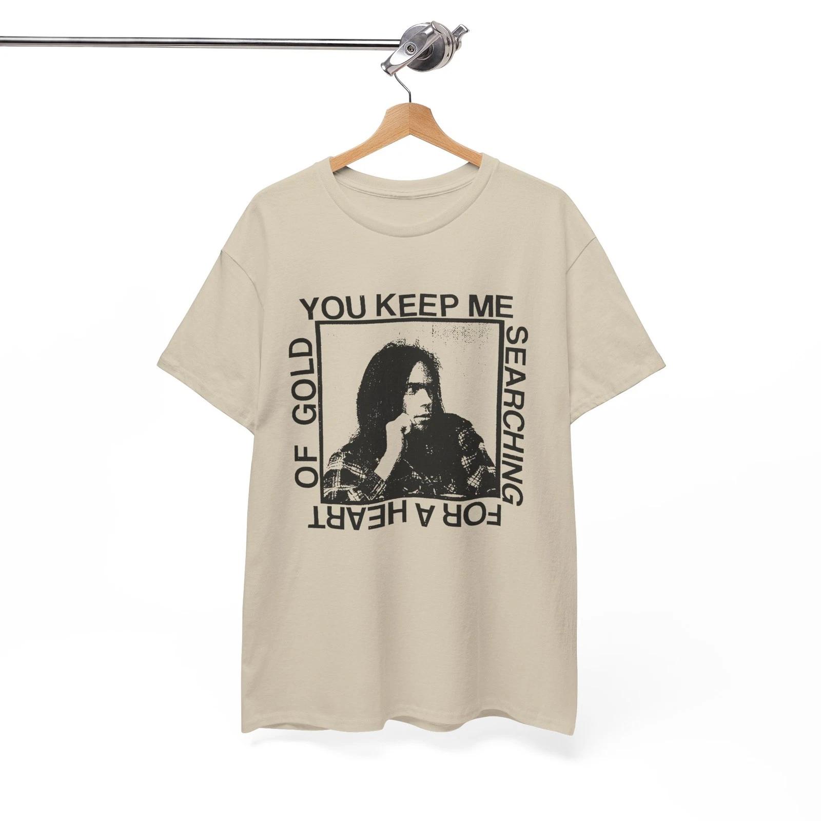 Neil Young Shirt, Heart Of Gold Classic Rock Icon Tee, Folk Music Fan Unisex Tee L