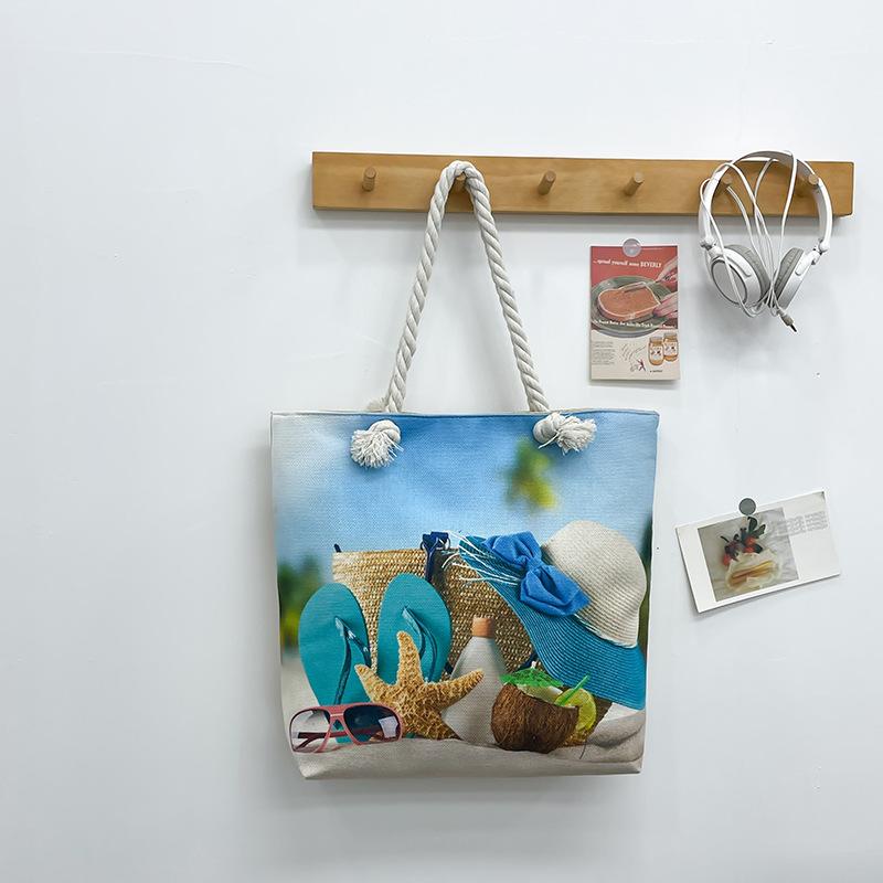 Strandväska Stor Tote Enkelaxel Damväska Trendig Casual Handväska Kort Resväska