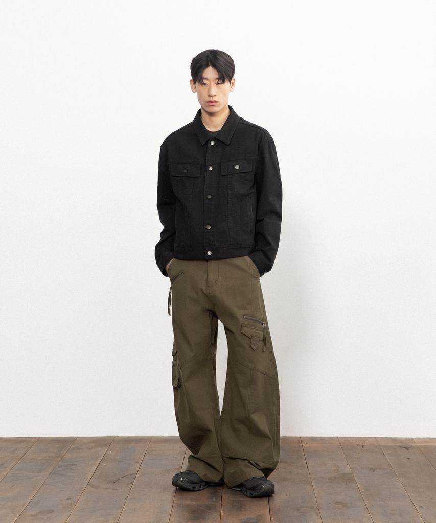 Begin202 Rigid Crop Trucker Jacket [Canvas Black]