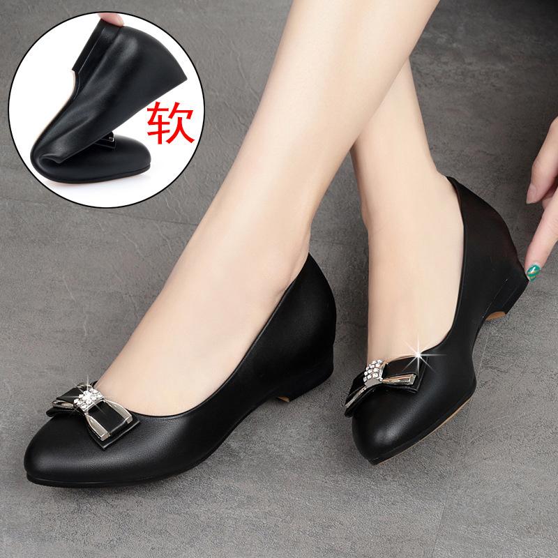 2025 New Women Leather Round Toe Beige High Heel Shoes Lady Classic Comfort Summer Pumps Women's Loafers