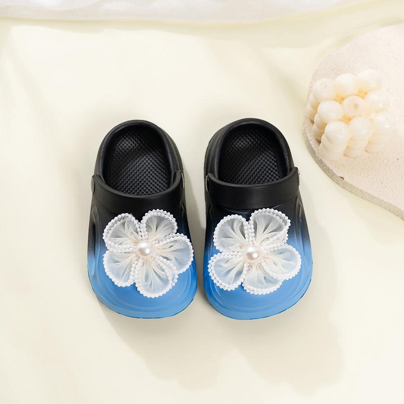 Girls Casual Princess Shoes Big Lace Flowers Beading Children Beach Shoes Comfortable Soft Sole 2025 Summer New Kids Slippers