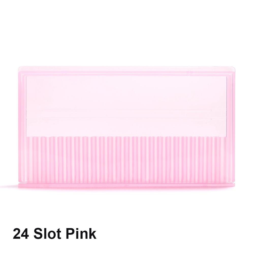 

Профессиональный держатель для сверл для дизайна ногтей с 24 отверстиями, подставка для фрез, контейнер, пустая коробка для хранения, маникюрный инструмент для ногтей, акриловая крышка, коробка розовый