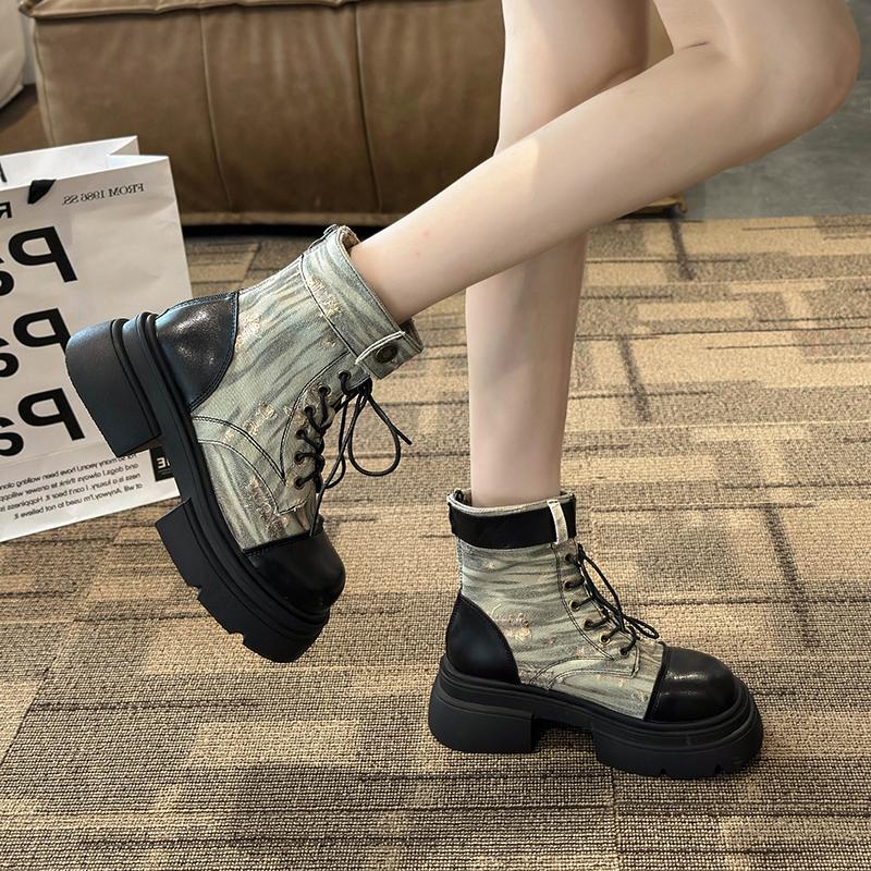 Fashion Autumn Flats Platform Cowboy Sport Casual Boots 7.5CM Winter Women Ankle Chelsea Boots Women Walking Shoes Snow Motorcycle Botas