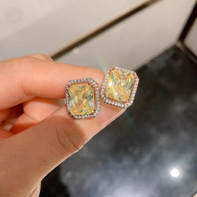Yellow Zircon, Niche Design, Cool Style, Fresh and Elegant Accessories, High-end Trend, Personalized Fashion Earrings