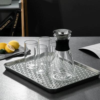 304 Stainless Steel Chinese Tea Tray Rectangle Hollow Drain Board Barbecue Filter Oil Plate Cup Food Storage Pan Ceremony Tools