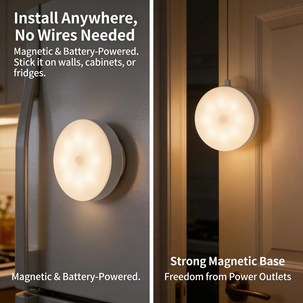 Smart Motion Sensor Night Light Wireless Battery Powered 25s Auto-Off Soft Glow Stick-On Led Night Light For Bedroom