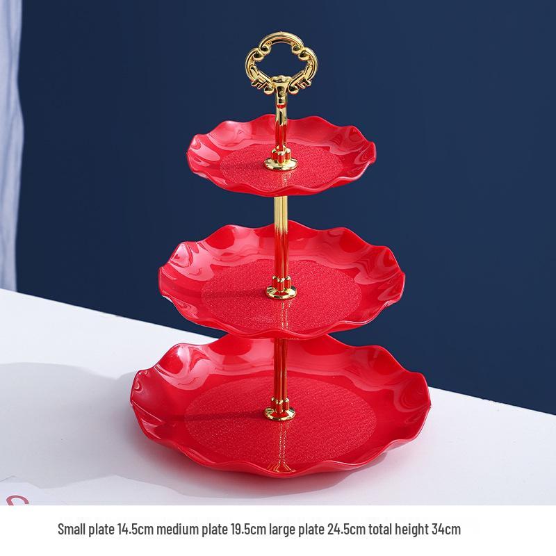 Luxusní vícepatrový stojan na ovoce a občerstvení: Třípatrový držák na dezerty a cukroví do obývacího pokoje