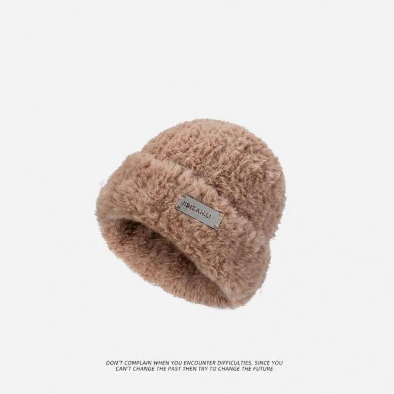 Hat female autumn and winter warm knitted wool snow hat cycling mother fashion ear protection headgear scarf integrated hat