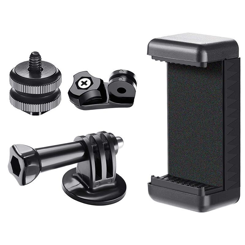Universal Hot Shoe Phone Holder: E-Type Double Hole Clip for Desktop Camera and Live Streaming