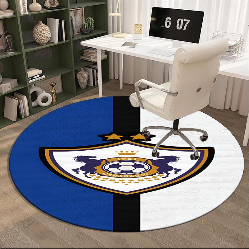 Qarabag Soccer Team Crest Design Round Rug for Livingroom,Bedroom, Palyroom, Chair Rug, Area rug, Circle Carpet, Fan Christmas gift