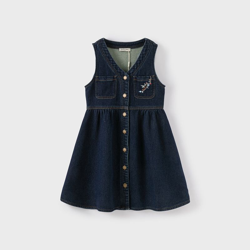 David Bella Girls  Denim Skirt Kidsren s Denim Vest Skirt Spring Girls  Dress Spring New Kidsren s Clothing Denim Blue [Ready in Stock] 120