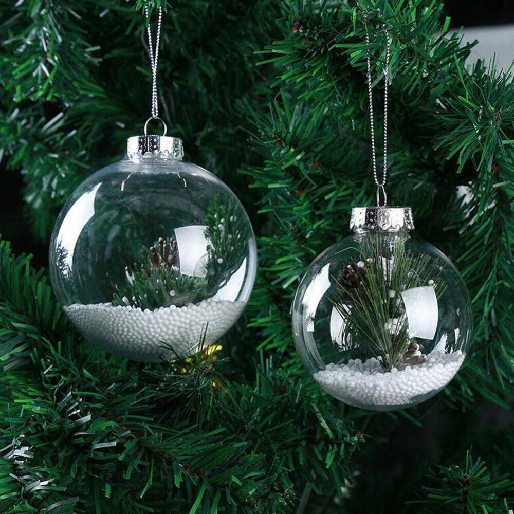 1Pc Clear Plastic Christmas Ball Xmas Tree Hanging Pendant Fillable Ornament Christmas Home Decor Navidad 2024 New Year Gift