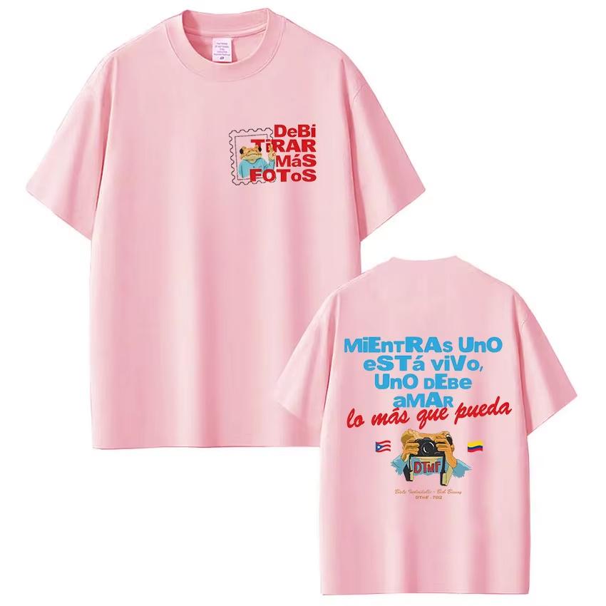 Rapper Bad Bunny Tshirt Debi Tirar Mas Fotos Dtmf Tour T Shirts Mens Clothing Women Fashion Hip Hop Summer Tshirt Streetwear