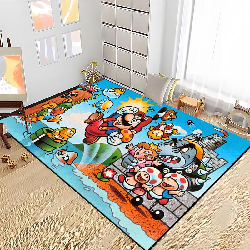 3D Cartoon Super Mario Bros Game HD Rug Area Carpet for Living Room Kids Bedroom Sofa Kitchen Decorate Child Non-slip Floor Mats