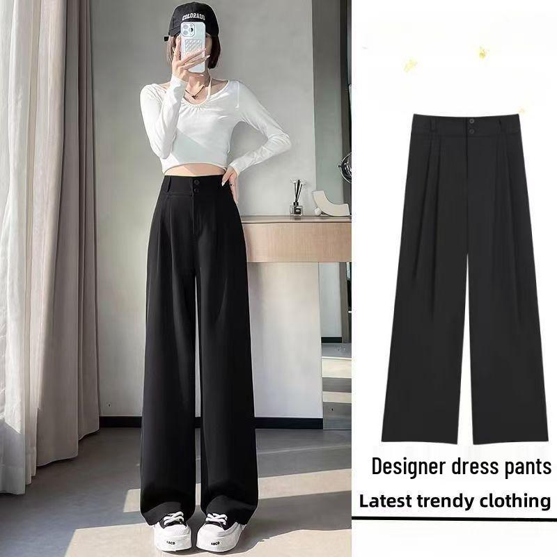 

Women s High-Waist Pleated Suit Pants - Spring/Autumn, Narrow & Wide Leg Options, Drape Style, Pear Shape Fit. Medium чёрный