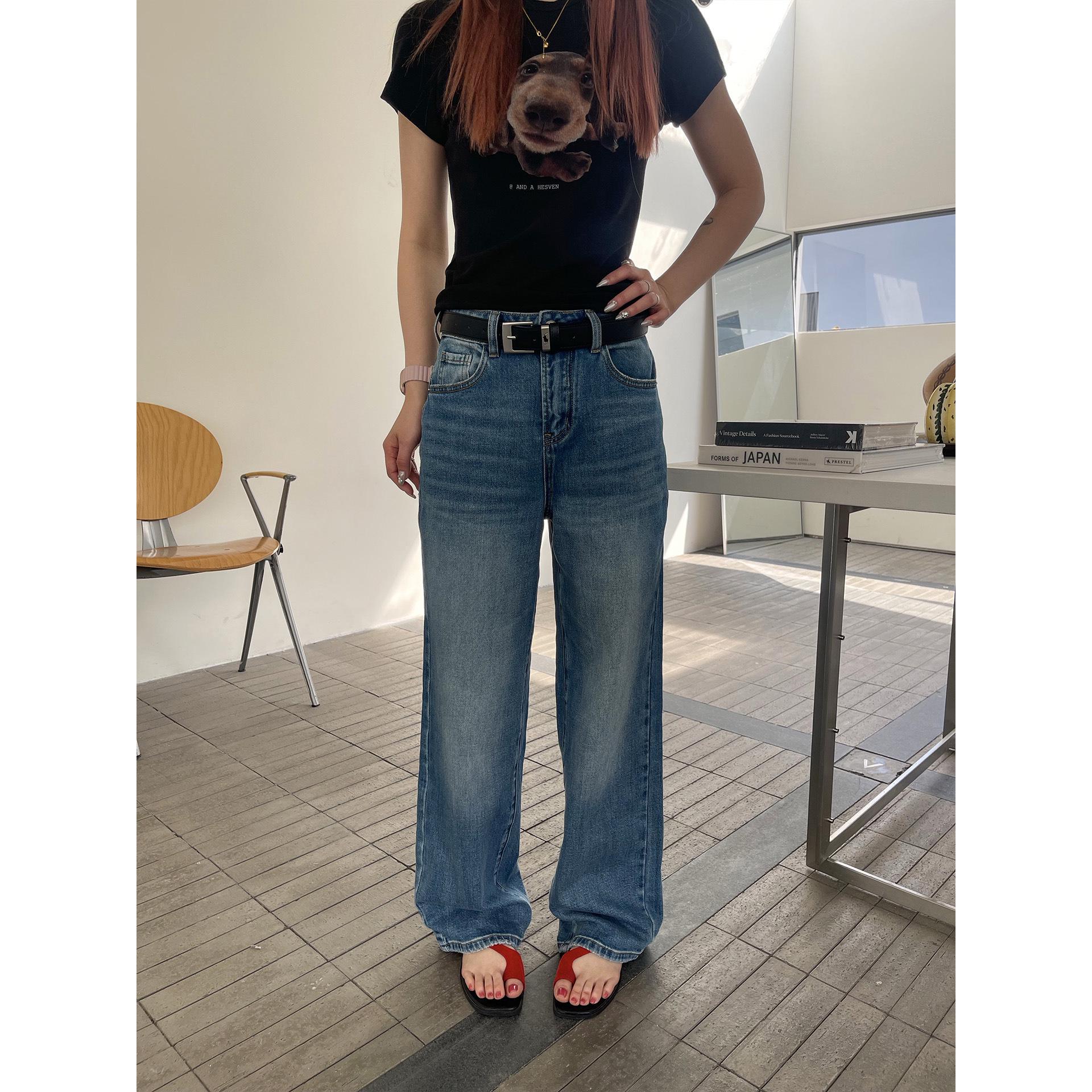 

Guangzhou Women s Slimming Straight-Leg Cat Whisker Jeans – Spring New Style 10692 26 темно-синий