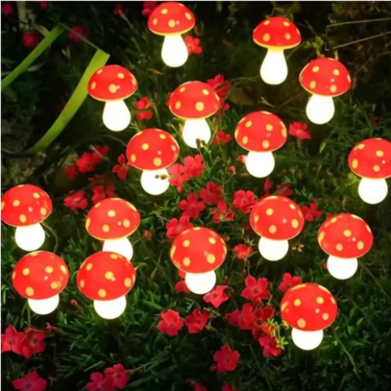 8-Piece Solar Outdoor Mushroom Lights Set for Garden Courtyard Lawn Decorative Ambiance Lighting