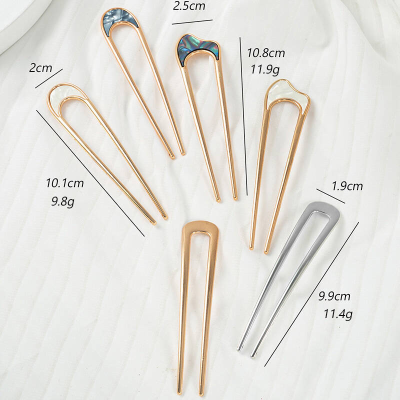 U-Shaped Hair Fork Metal Gold Shell Hairpin Geometric Headwear Hair Sticks Women Girls Hair Accessories