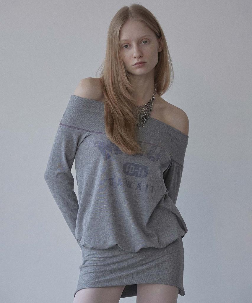 SCULPTOR Maui Off-Shoulder Dress Melange Gray