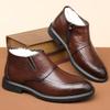 Men's Winter Formal Cotton-Leather High Top Shoes with Zipper - Warm, Non-Slip, and Business Casual.