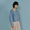 Color Block Collar Denim Zip Up As1dz261
